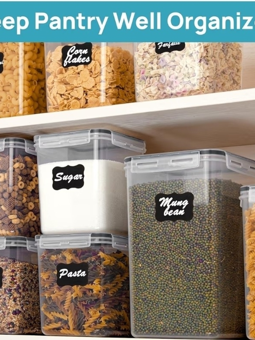 Airtight Clear Food Storage Containers – White Lids, 10-Pack - Picture 3 of 7